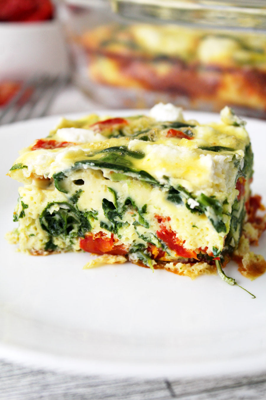 Breakfast: Spinach, Tomato, Feta, Egg Casserole