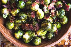 Sides: Roasted Brussel Sprouts with Candied Bacon and Cider Vinegar